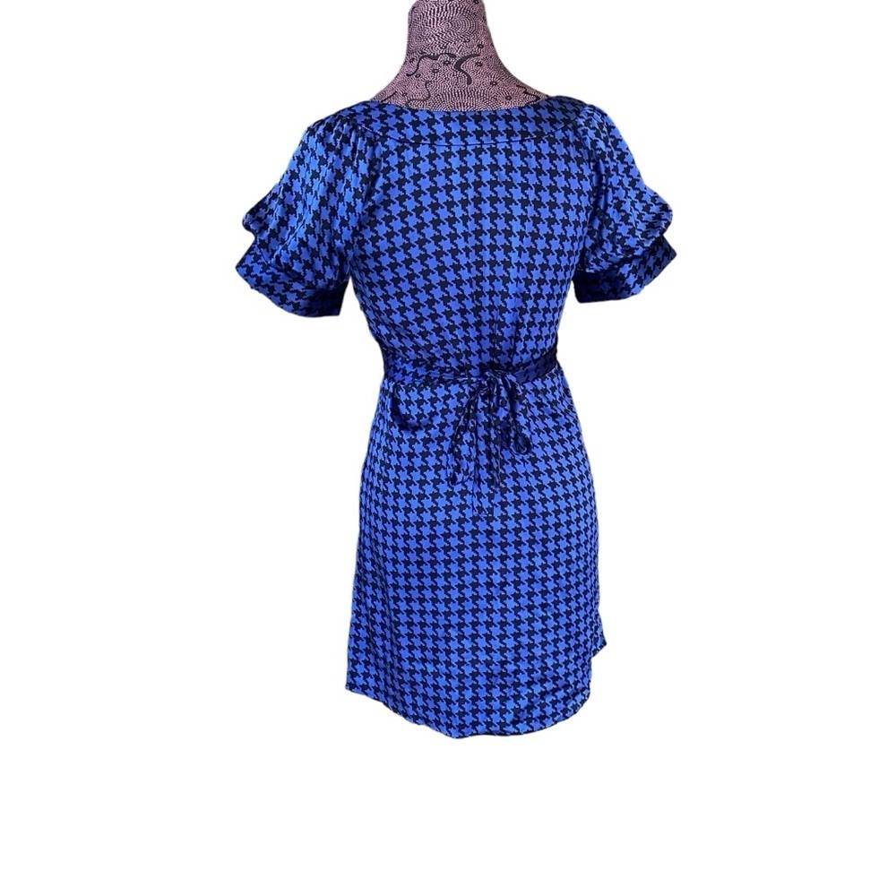 Y2K Vintage Betsey Johnson Sz 6 Silk Blend Houndstooth Dress - Picture 4 of 6